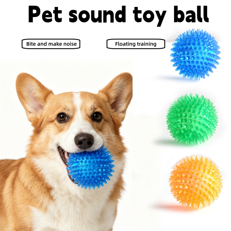 Pet Dental Chew Toy - TPR Quietschendes Haustier-Kauspielzeug mit Dornen, Zahnpflege-Knabberspielzeug