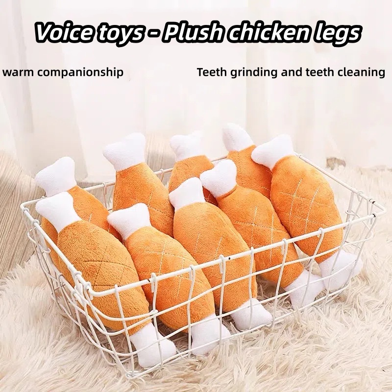 Pet Dental Chew Toy - 3er-Pack Weiche Plüsch-Quietschspielzeuge in Hühnerbein-Form für